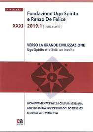 XXXI fascicolo degli “Annali” della Fondazione Ugo Spirito e Renzo De Felice 